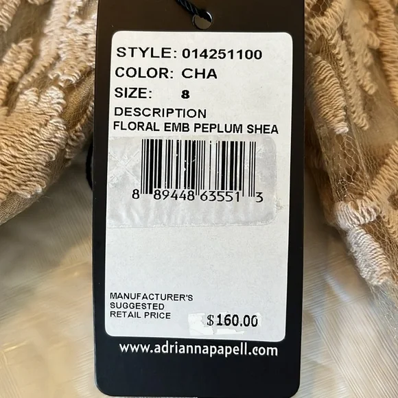 NWT Champagne Color Cocktail Dress by Adrianna Papell Size 8 - Picture 8 of 8